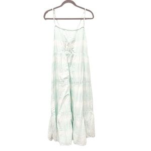 Aerie Maxi Dress Women's XXL Blue White Spaced Dyed Rope Tie Beach Cottagecore